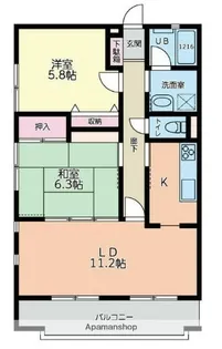 ラ・メール弥勒寺【3階】の間取り