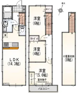 (仮称)サンライズ希望ヶ丘B棟【2階】の間取り