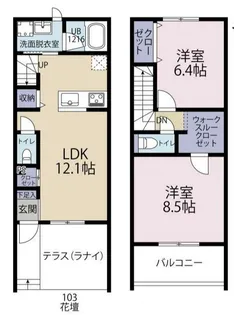 PARKSIDE LANAI【1階】の間取り