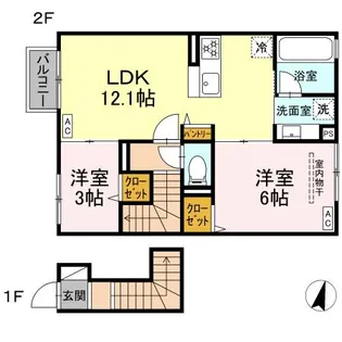 ヒラソル江田【2階】の間取り