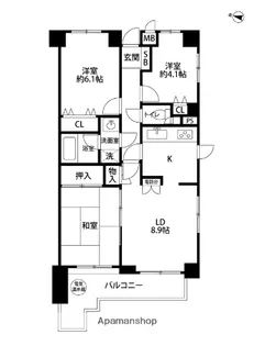 フラット三ツ沢公園【2階】の間取り