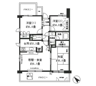 保土ヶ谷南パーク・ホームズ【3階】の間取り