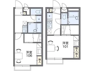 レオパレスペイサージュ【2階】の間取り