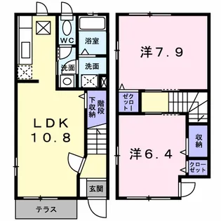 ソレイユ アザミノB棟【1階】の間取り