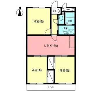 ソレイユ楠【1階】の間取り