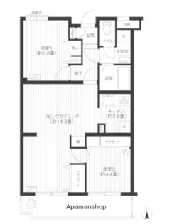 神奈川県川崎市中原区下小田中3丁目【マンション】の間取り
