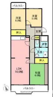 厚木リバーサイド壱号棟【4階】の間取り