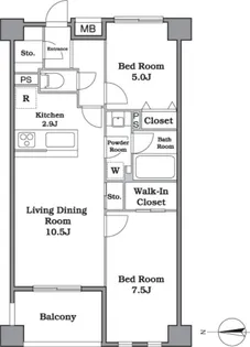 レジディア武蔵小杉【2階】の間取り