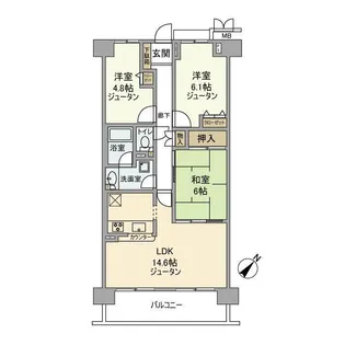 よこすか四季の街パークヒルズ光の丘1番館【2階】の間取り
