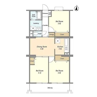 オーキッドレジデンス港北綱島ウエスト【4階】の間取り