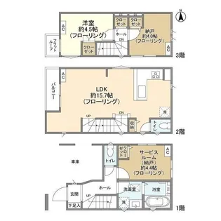 東京都大田区西蒲田1丁目【一戸建】の間取り