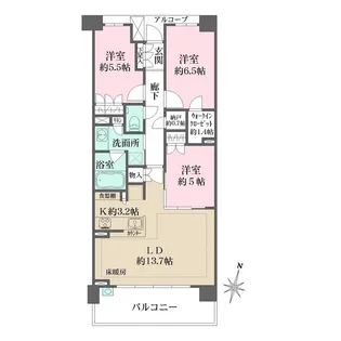ザ・パークハウス新川崎【2階】の間取り