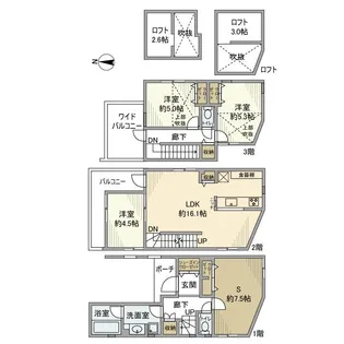 神奈川県川崎市中原区井田1丁目【一戸建】の間取り