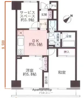 山下公園サンライトマンション弐号棟【5階】の間取り