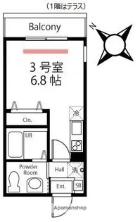 ハーミットクラブハウスプティバッセⅡ【2階】の間取り