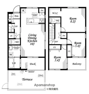 神奈川県藤沢市鵠沼海岸1丁目【テラスハウス】の間取り