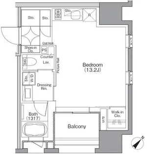ザ・パークハビオSOHO横浜関内【6階】の間取り