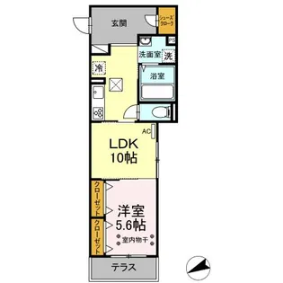 DーROOM SURFSIDE K2【1階】の間取り