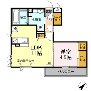 オークスアレイ相模原中央【3階】の間取り