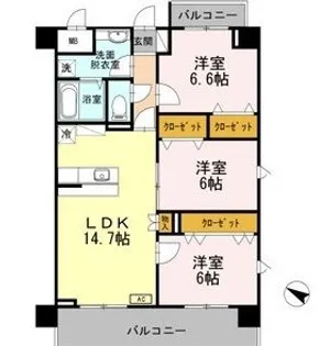 PLAZA池尻1【6階】の間取り