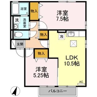 エタージュB【1階】の間取り