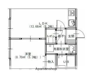 ビリーブ馬堀【1階】の間取り