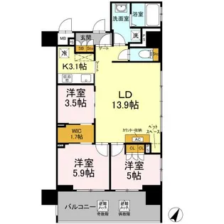 リーラ横浜川和町【7階】の間取り