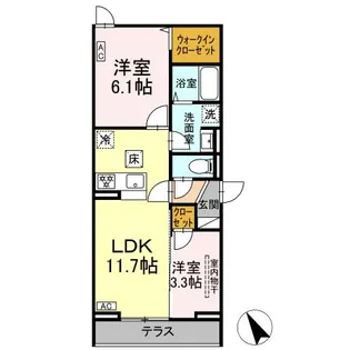 クロエ橋本【1階】の間取り