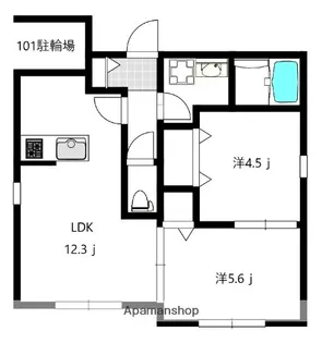 VILLA RACCOON 桜木町【1階】の間取り