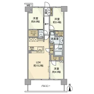 パークホームズ溝の口ミッドイースト【3階】の間取り