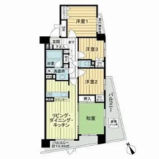 向ヶ丘遊園東ガーデンハウス2番館【3階】の間取り