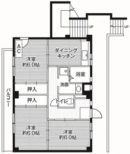 ビレッジハウス不入斗4号棟【5階】の間取り