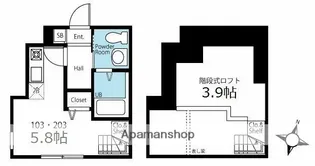 ハーミットクラブハウス横濱三ツ沢(ハーミットクラブハウスヨコハマ【1階】の間取り