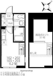 ハーミットクラブハウスALESIA子安【2階】の間取り