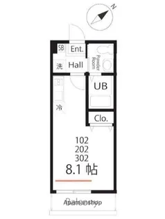 ハーミットクラブハウス横浜岸谷【3階】の間取り