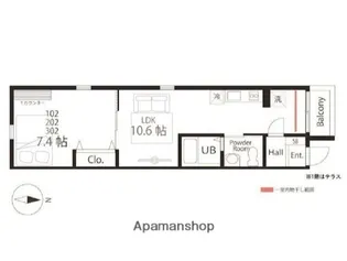 ハーミットクラブハウストゥギャザー大師【2階】の間取り