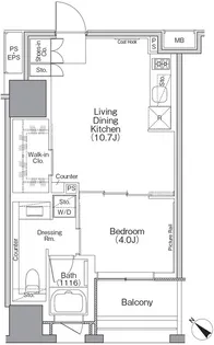 ザ・パークハビオSOHO横浜関内【10階】の間取り