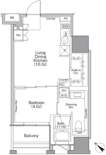 ザ・パークハビオSOHO横浜関内【10階】の間取り