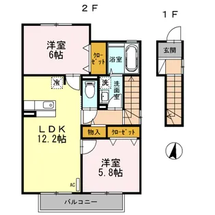 ザ・パーシモン B【2階】の間取り
