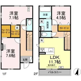 エルデガーデン Ⅱ号館【105号室】の間取り