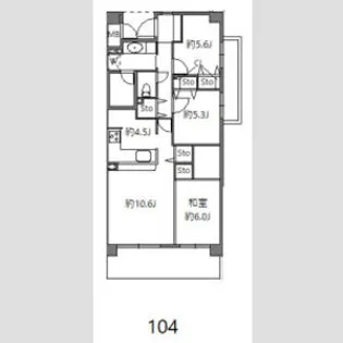 アソシエール溝の口【1階】の間取り