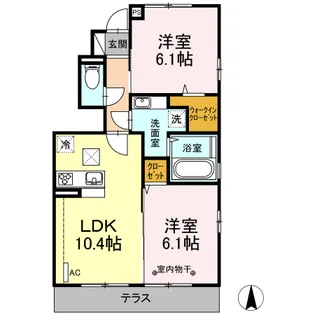 ブルークレール希望ヶ丘【1階】の間取り