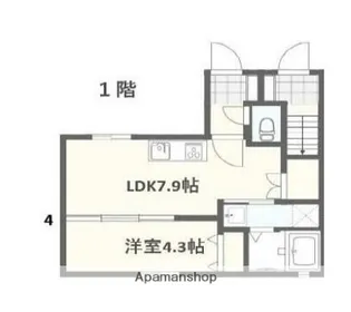WOODEN馬絹【1階】の間取り