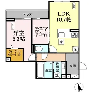 シェーンブルーメ横浜【1階】の間取り