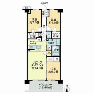 グレーシア湘南平塚海岸【3階】の間取り