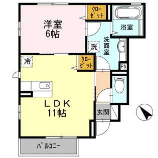 ペルーシェB棟【1階】の間取り