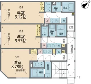 カインドネス相模原氷川町Ⅱ【102号室号室】の間取り