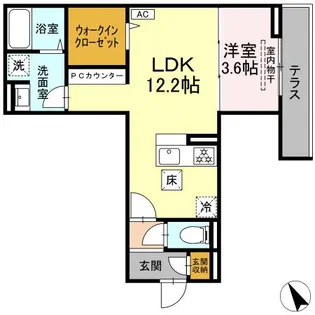 クロエ橋本【1階】の間取り