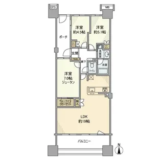 神奈川県横浜市鶴見区尻手1丁目【マンション】の間取り