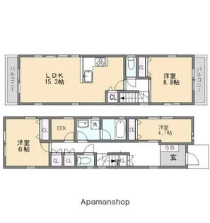 神奈川県横浜市青葉区すすき野3丁目【一戸建】の間取り